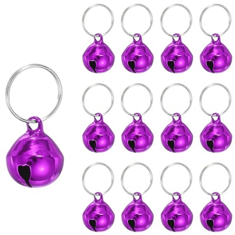 PATIKIL 12 Pezzi Campanellino Per Cani Mini Campanello Per Gatti Viola | Piccoli Campanelli Per Collare Per Animali Domestici Portachiavi Carino Ingrosso Metallico Sonaglio Forte