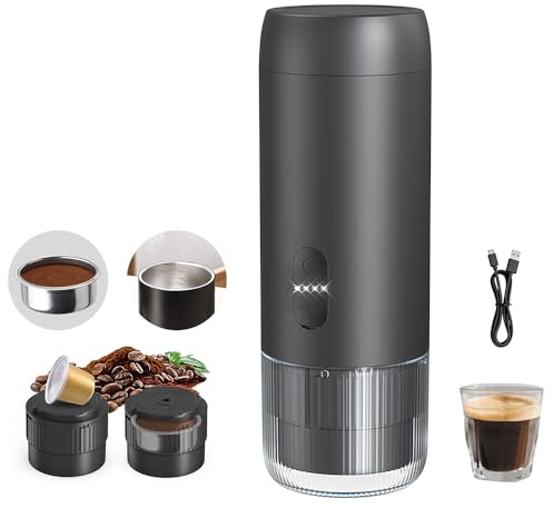 olkezz® 2 in 1 Portable Electric Espresso Machine, Non Self-Heating Travel Coffee Maker for Camping, Car Coffee Maker with USB-C Rechargable, Compatible with Coffee Powder and Nespresso Capsule.
