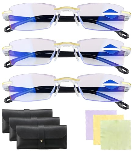 3 Stück Intelligente Zoom Brille Automatische Fokuseinstellung, Intelligente Brille für Damen und Herren, Leicht zu lesen und Leicht und Komfortabel, Multifokale Lesebrille, Anti Blaulicht Lesebrille