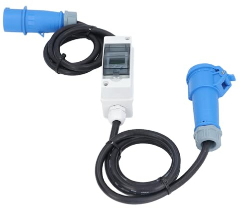 Gedourain Compteur de Consommation D'énergie Numérique pour Voiture électrique RV, Compteur d'électricité LCD Portable pour Utilisation Intérieure/extérieure, Prise CEE étanche à 3 Broches