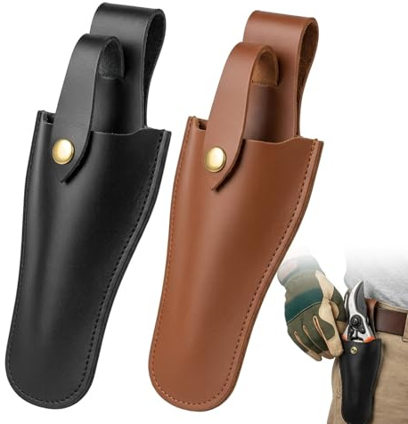 2 Pcs Secateurs Holster, Leather Tool Pouch for Gardeners, 8 x 20 CM Size, Ideal for Pruning Tasks and Field Work, Belt-Mounted Storage for Outdoor Workers and Gardening Enthusiasts
