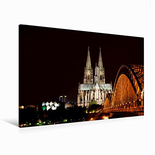 Premium Textil-Leinwand 120 x 80 cm Quer-Format Kölner Dom | Wandbild, HD-Bild auf Keilrahmen, Fertigbild auf hochwertigem Vlies, Leinwanddruck von AnGe