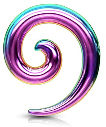 beyoutifulthings Dehn-Spirale Edelstahl Taper Gold Silber Schwarz Bunt Dehnanhänger Dehnungs-Schnecke Dehnungs-Sichel Ohr-Piercing Ohr-Schmuck 2-8mm