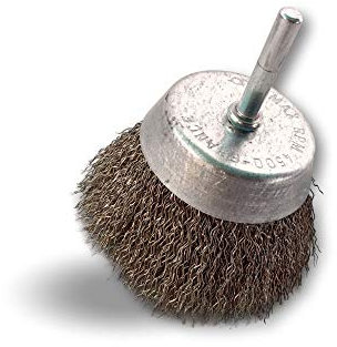 Brosse rotative métallique coupe Ø 75 mm | Lot de 10 | Sur tige Ø 6 mm |Fil inox Ø 0,30 mm dur | Pour perceuse ou visseuse à mandrin | Kibros 2575ITx10