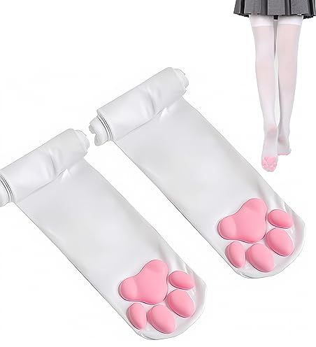 SUPTEC Cat Paw Oberschenkelhohe Socken Golves, niedliche weiche 3D-Zehenbohnen, Socken, Fäustlinge, Kätzchen, Krallenpolster, Socken für Mädchen und Frauen, Cosplay-Set
