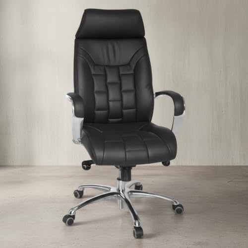 KADIMA DESIGN Luxus XXL Chefsessel: Echtleder, breite/höhe Rückenlehne, Lendenwirbelstütze, Multiblock-Mechanik, 120 kg Tragkraft