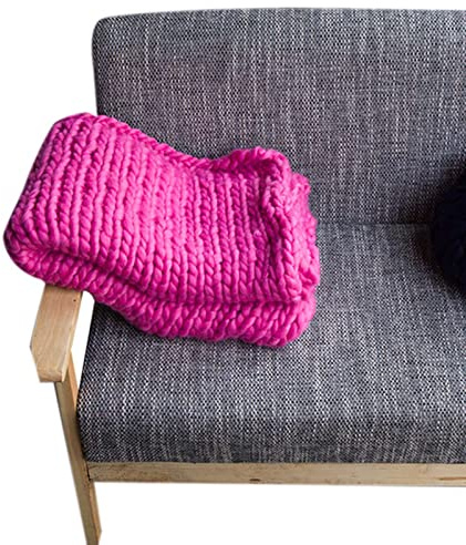 BAILR Manta De Lana De Lana 80×100cm, Transpirable Mantas De Punto Grueso, Cobija Cómoda y Caliente para El Sofá, para Mascotas, Suave De Punto para Cama O como Decoración (H 80×100cm)