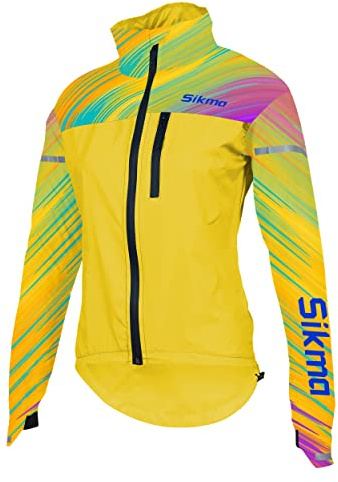 Sikma WOMEN GIRLS CYCLING JACKET LADIES RAIN COAT FEMALE WATERPROOF WATER RESISTANT JACKET RUNNING CASUAL TOP OUTDOOR … (Yellow, M)