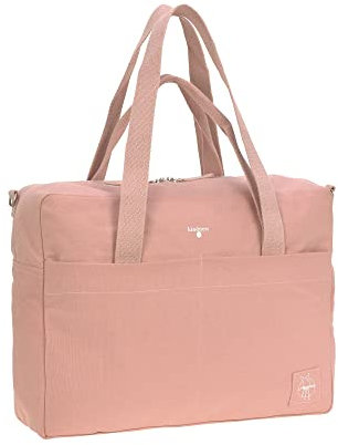 LÄSSIG Baby Wickeltasche Babytasche Kinderwagentasche inklusive Wickelzubehör Bio-Baumwolle waschbar/Green Label Cotton Essential Bag, Rose