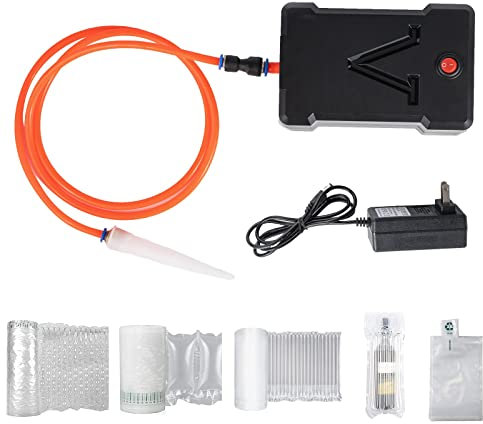 Tragbare 110 V Luftpolstermaschine, für die Verwendung mit Luftpolsterfolie, Luftbeutel und Luftkissen, aufblasbare Verpackungsmaschine mit kostenloser Testluftpolsterfolie für Versand und Verpackung
