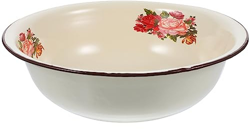 DOITOOL Retro Enameled Bowl Vintage Mixing Basin Antique Kitchenware for Face Washing Basin Household Enamelware
