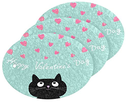 Küchenschrubber Schwamm Saugfähiger Geschirrschwamm für den Haushalt Nicht Kratzende Geschirrschrubber Holz Zellstoff Baumwolle - Rosa Herzen Niedliche Katze