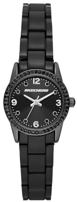 Skechers Watch for Women, Quartz Movement with Silicone, Polyurethene, Leather Or Stainless Steel Strap, Graphite and White, 26MM
