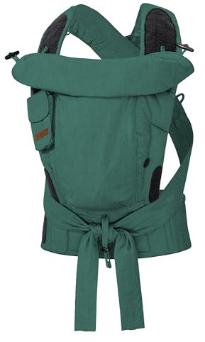 Hoppediz Babytrage Bondolino Plus, Komforttrage ab Geburt, Bauchtrage und Rückentrage, Design dark green