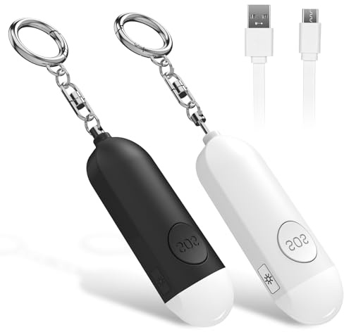 Taschenalarm mit 130 dB Sirene LED-Licht zur Selbstverteidigung, Wiederaufladbarer Persönlicher Schrillalarm für Frauen, Kinder und Senioren