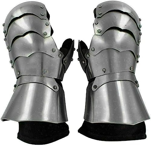 Generic Mittelalterliche Wikinger Rüstung Handschuhe Historische Nazgul Arm Handschuhe Eisen Stahl Ritter Larp Krieger Gauntlet Crusader Arm Handschuhe Rollenspiel Kostüm, silber, Einheitsgröße