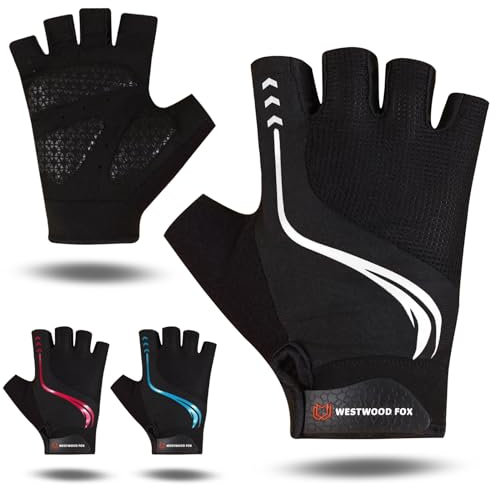 WESTWOOD FOX Fahrradhandschuhe für Männer und Frauen, Atmungsaktive Halbfinger-Mountainbike-Handschuhe mit Rutschfester gepolsterter Handfläche MTB-Rennradfahren Fahrradhandschuhe (Weiß, XL)