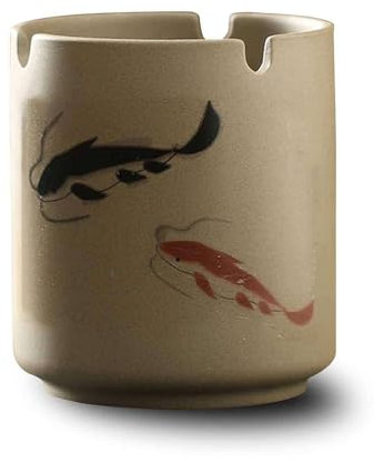 TYMYYS Kleine Zigarrenaschenbecher Für Männer, Äußere Aschenbecher Für Zigaretten Für Die Terrasse, Keramische Coole Aschenbecher Keramische Innendekorationen-Fisch-7.5x7.5x8.5cm