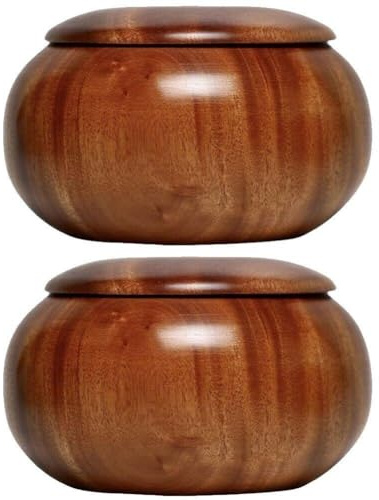 Tsffae 2pcs Schach Set Schüssel Holz Gehen Schach Container Schach Steine ​​Halter Bord Spiel Gehen Schalen Backgammon Gehen Schüssel Intellektuelle Spiel