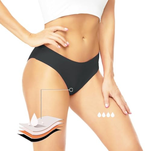 COOLEAD Traje de Baño Menstrual Mujer, Bikinis y Braguitas para Mujer, Ropa Interior Menstrual a Prueba de Fugas Bikini Bottoms Pantalones Impermeables (FR/ES, Letras, XL, Regular, Regular, Negro)