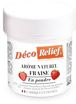 Déco Relief - Arôme Naturel de Fraise 40 g - Arôme en Poudre - Pour Gâteaux, Pâtisseries