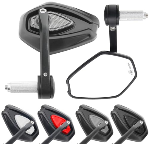 Area1 Universal Motorrad Spiegel für Lenker, 2 Stück Lenkerendenspiegel E-geprüft, 360°drehbarer Lenkerspiegel Motorrad, 7/8 22mm Seitenspiegel (Carbon)
