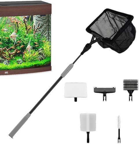 Teleskop-Aquarium-Reinigungsset,Aquarium-Reinigungsset | 6-in-1 Aquarium-Reinigungsset, Aquariumbürste mit langem Griff | Aquarium-Reinigungsset mit langem Griff, Kiesreiniger, Algenschaber-Set für Aq