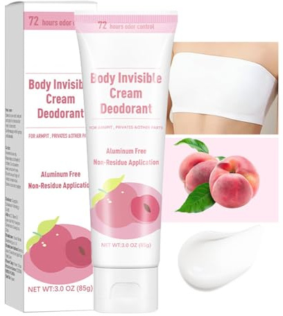 Wenrny Whole Body Deodorant Cream for Women,85g Aluminum Free Deodorant Lotion,72 Hour Odor Control Invisible Cream Deodorants,Refreshing Fruit Scents Deodorants for Men Women (Peach)