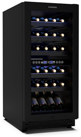 KLARSTEIN Vinovilla 30 Duo Cave à vin 2 zones - 32 bouteilles, 5-18°C, LED tactile, silencieux 39 dB, noir mat, encastrable, Cave à vin éclairée