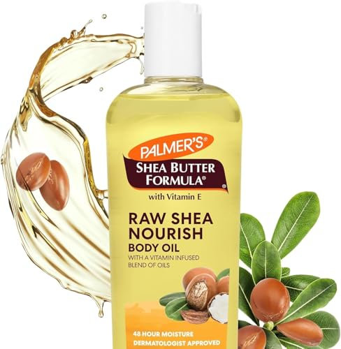 Palmer Shea Butter Formula Raw Shea Nourish Body Oil with Vitamin E, 250ml - Deep Moisturizing & Hydrating Body Oil for Dry Skin, Bath, Shower & Massage.