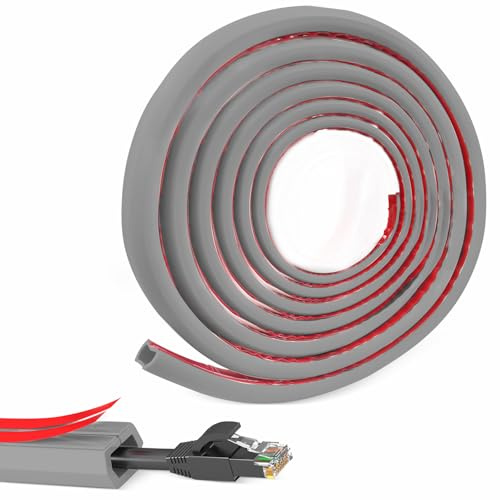 Canaletas para cables de pared, canaleta para cables de suelo autoadhesiva, 5 m x 15 mm, pequeño canal de cables, puente de cables para suelo, protección autoadhesiva de cables para oficinas