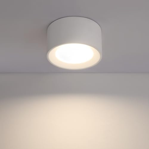 ZMH Aufbauspot rund Aufbaustrahler weiß Deckenleuchte GX53 Aufbauleuchte | flach Deckenspots aus Gips Modern klein Spots Deckenlampe Aufputz Max.10W für Wohnzimmer Esszimmer - Ohne Leuchtmittel