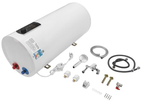 Mermajestic Scaldacqua,Scaldacqua elettrica,Scaldabagno serbatoio,Memoria verticale da 60 litri, scaldabagno elettrico da 2000 W con tubi dell'acqua,Doccetta e rubinetti,Riscaldatore dell'acqua