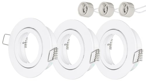 Oley Leuchten 3er Set LUX Frame Einbaurahmen GU10 schwenkbar – Aluminium-Druckguss weiß pulverbeschichtet – Einbaurahmen Ø 68mm für LED – inkl. GU10-Fassung