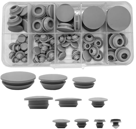 WeqeYent 66 Pcs 10 Sizes Grey Silicone Hole Plugs With Card Slot Design | Hole Seal Cover Round Rubber Stopper for Kitchen Rubber Bulkheads Waterproof Sealing Plug Pipes(4.5-20mm)
