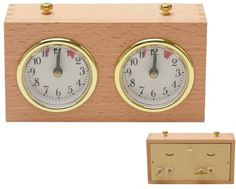 HoveeLuty Minuterie d'échecs Horloge d'échecs Jeu analogique en Bois Minuterie mécanique Compte à rebours pour la compétition ' Horloge ' analogique ' Minuter