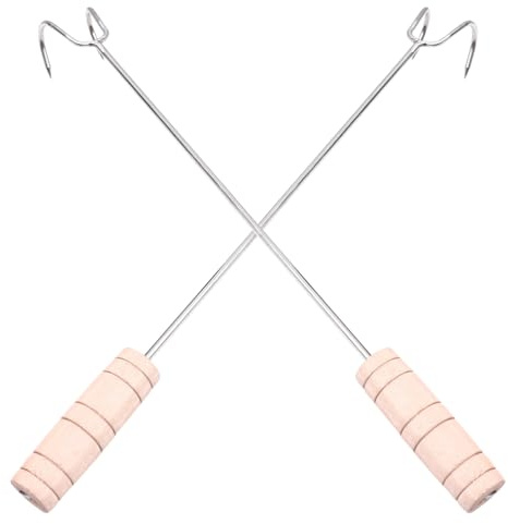 LOORGVEL 2 pezzi Forchettoni Bbq Inossidabile con Resistenza Ganci Spessi per Carne e Arrosticini Scivolo per Braciere per Feste Barbecue