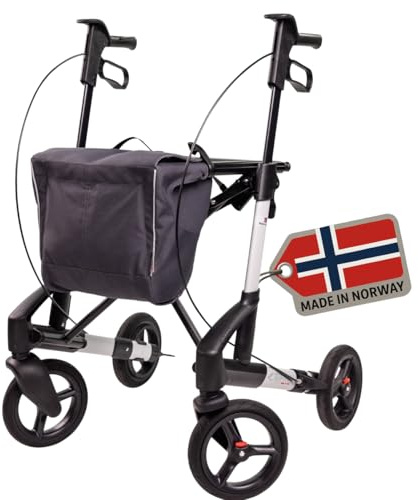 TOPRO Troja 5G Black Series Rollator (Modell 2025) | Faltbarer Premium Rollator mit integrieter Ankipphilfe | Geeignet für Indoor und Outdoor | 7 Jahre Garantie (Polarsilber, M)