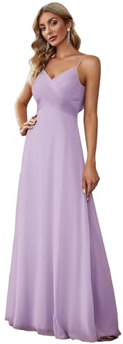 Ever-Pretty Vestiti da Sera Donna Lungo Scollo a V Senza Maniche Linea ad A Chiffon Senza Schienale 80026
