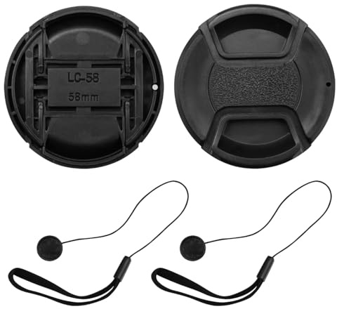2Pack 58mm Lens Cap - Compatible with Canon EOS 4000D/2000D/1300D/1200D/850D/800D/760D/750D/700D EF-S 18-55mm f/3.5-5.6 is II/STM, Dustproof Durable Protective Cover (Black)