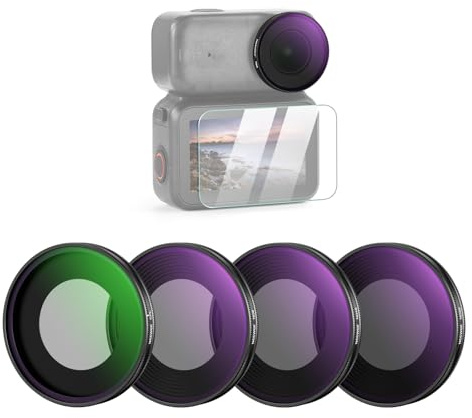 NEEWER ND Filter Set Compatible with DJI Osmo Nano (ND8/16/32/CPL), Screw On Action Camera Lens Neutral Density Filter Multicoated Optical Glass Accessories with Screen Protector, 4 Packs