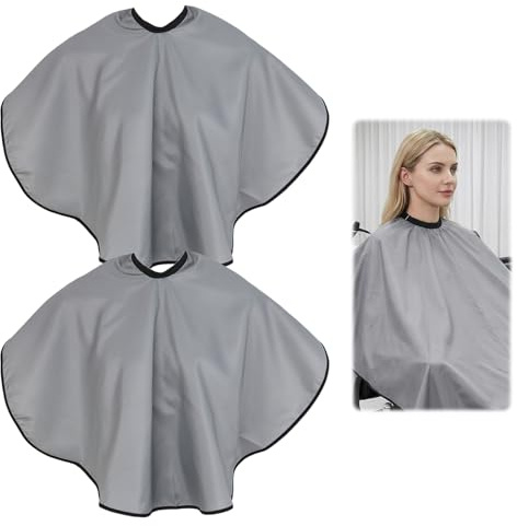 2 Pz Capas de Peluquería Corta, Capa para Cortar el Pelo Cortas Profesional, Capa de Salón de Peluquería Impermeable, Capas de Barbería para Estudio y Hogar, Capas de Maquillaje/Afeitado (Plata)