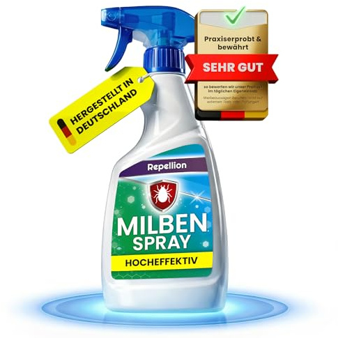 Repellion ® Anti Milben Spray (500 ml) für Haushalt & Textilien – Milbenspray zur Umgebungsanwendung – Milbenabwehr für Matratzen, Polster, Teppiche & Wohnräume