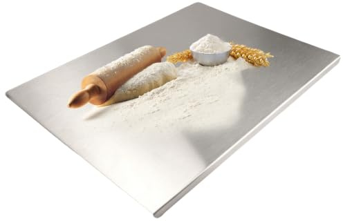 suaywo Planche à découper en acier inoxydable 40 x 30 cm - Planche à découper en acier inoxydable avec bord d'arrêt - Plaque de cuisine et plan de travail de cuisine pour pétrir, couper, pâtisser