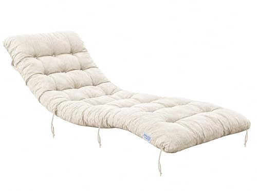 QUICK STAR Kissen Auflage für Liegestuhl 157x57x10cm Creme – Hochwertige Gartenliege Auflage mit 24kg Schaumfüllung, UV-beständiger Olefin Bezug, formstabil & verschleißfest, mit Befestigungsgurten
