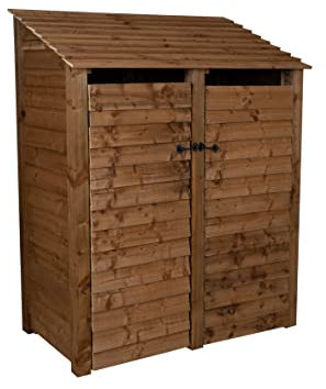 Arbor Garden Solutions Wooden log store 6ft with doors (W-146cm, H-180cm, D-88cm), brown finish (Without kindling shelf)