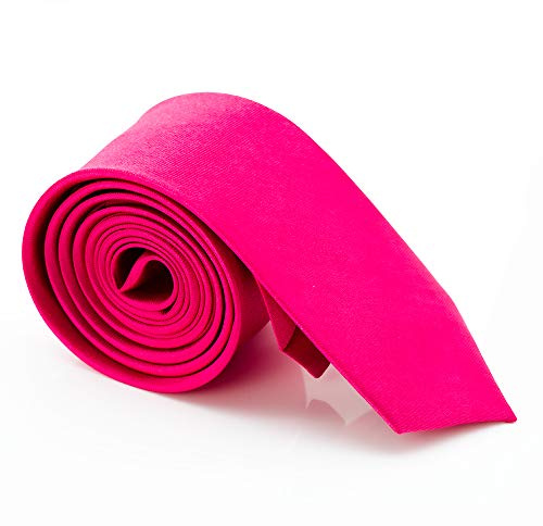 The Glowhouse Cravate fine pour homme Couleur unie en satin fluo 5 cm, rose fluorescent, Skinny