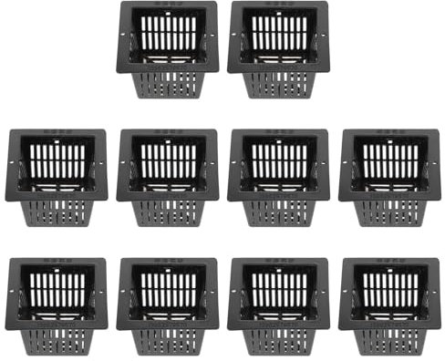DOITOOL Pflanzkorb Teich Klein Pflanzkorb Schwarz Soilless Culture Schlitznetz Korbtöpfe Aquaponik Hydrokultur Korb Kinderzimmer Töpfe 10St Quadratischer Pflanzenkorb