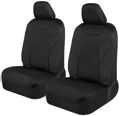 Motor Trend AquaShield Waterproof Front Seat Covers, Black Seat Covers for Cars – Neoprene Front Car Seats Cover, SUV Seat Covers Protector - Car Interior Cover for Auto, Trucks, & Dog Owners