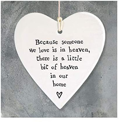 East of India Porcelain Heart Ornament - Because Someone We Love - Memorial Day